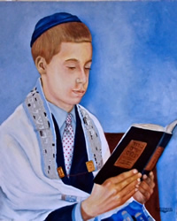 Boy reading prayer book